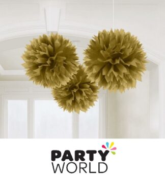 Fluffy Tissue Party Decorations - Gold (3)