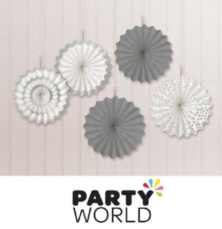 Mini Paper Fans Silver Hot-Stamped Hanging Decorations (5)