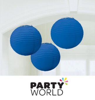 Royal Blue Round Paper Lanterns 24cm (3pk)