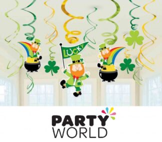 St Patrick's Day Spiral Swirls Hanging Decorations (12)