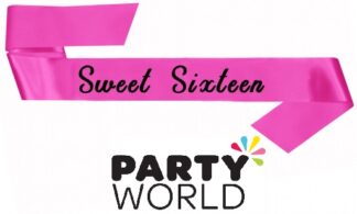 Sweet Sixteen Black Pink Party Sash