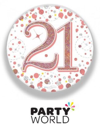 21st Birthday Rose Gold Holographic Badge