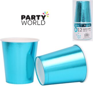 Metallic Blue Paper 200ml Cups (12pk)
