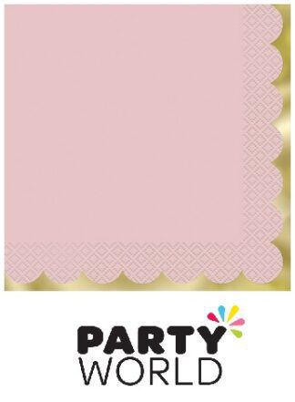 Pastel Pink And Foil Gold Party Lunch Napkins (20)