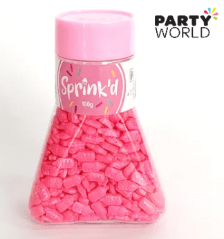 baby bottle shaped sprinkles pink