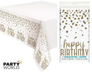 gold birthday tablecover