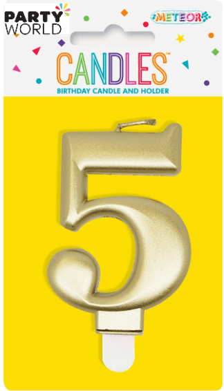 metallic gold number candle - 5
