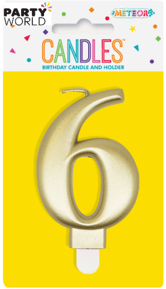 metallic gold number candle - 6
