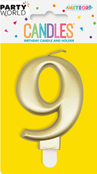 metallic gold number candle - 9