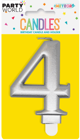 metallic silver number candle - 4