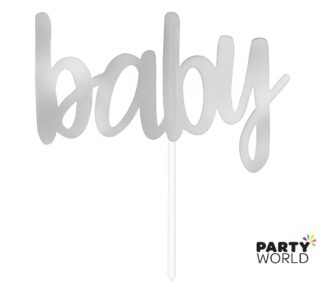 silver baby cake topper