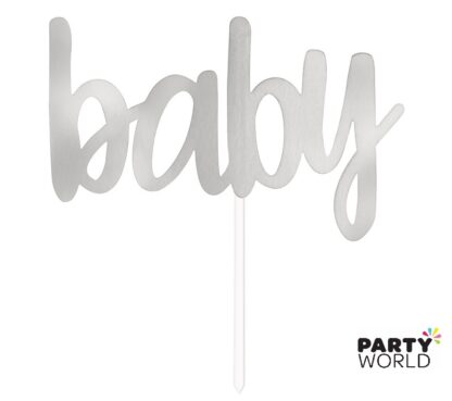 silver baby cake topper