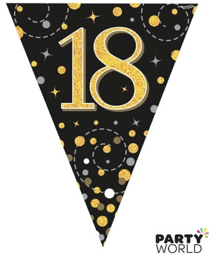 18th sparkling fizz black & gold bunting flag banner
