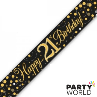21st birthday banner black & gold