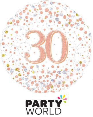 30th Birthday Rose Gold Sparkling Fizz Foil Balloon 18 inch