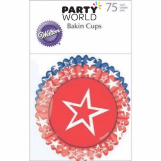 patriotic blue red stars baking cups cupcake cases