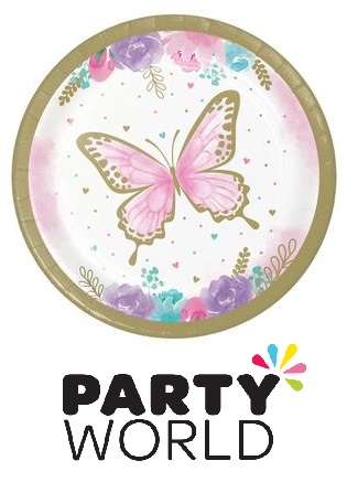 Butterfly Shimmer Round Paper 7in Plates (8)