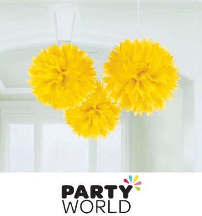 Fluffy Tissue Party Decorations - Yellow (3)