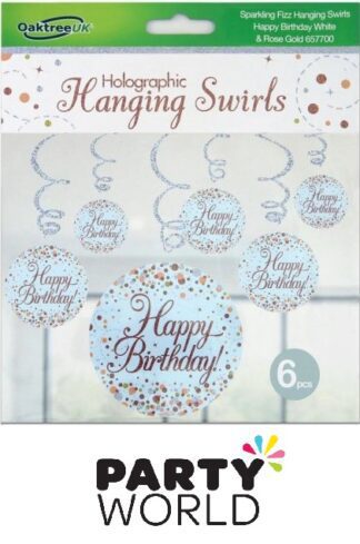 Happy Birthday Rose Gold Sparkling Fizz Hanging Swirls (6)