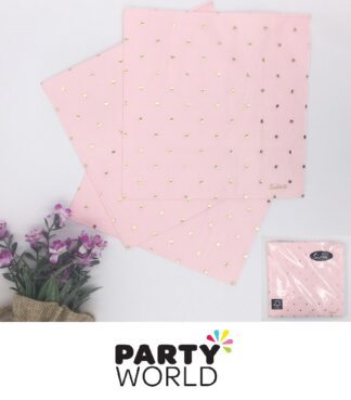 Pink And Foil Gold Dotty Party Lunch Napkins (20)