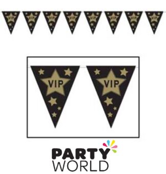 VIP Black And Gold Pennant Banner