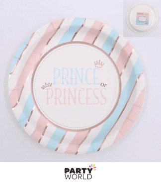 gender reveal prince or princess paper plates