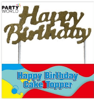 gold happy birthday cake topper