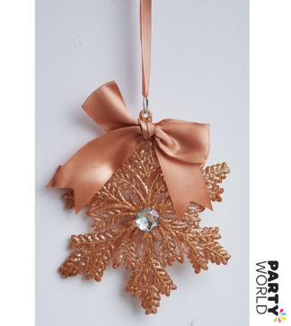 rose gold christmas snowflake hanging decoration for a xmas tree