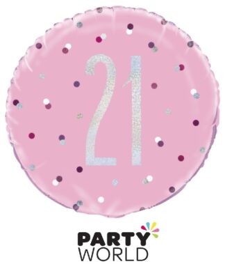 21st Birthday Glitz Pink Helium Foil Balloon