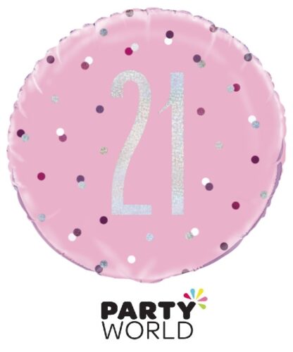 21st Birthday Glitz Pink Helium Foil Balloon