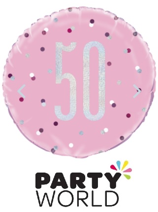 50th Birthday Glitz Pink Helium Foil Balloon