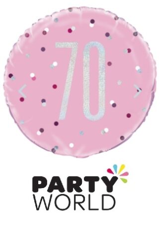 70th Birthday Glitz Pink Helium Foil Balloon