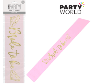 bride to be sash pink and gold