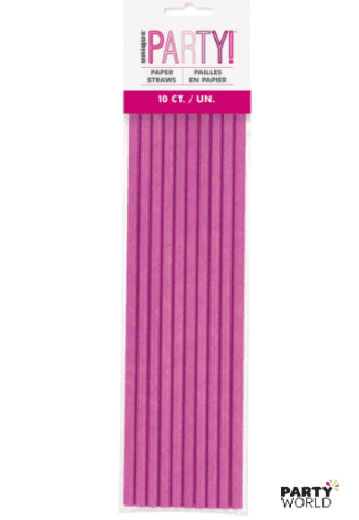fuchsia pink paper straws