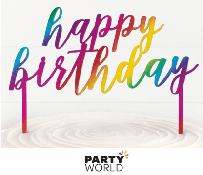happy birthday rainbow cake topper