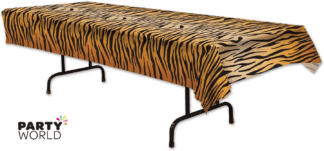 tiger print themed plastic tablecover