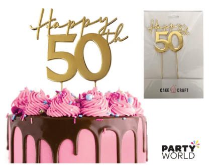 50th birthday gold cake topper