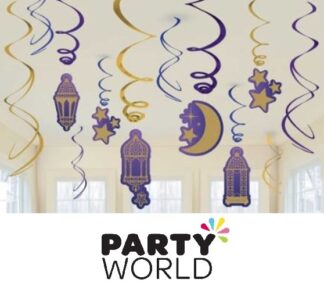 Moon & Stars Party Spiral Swirls Hanging Decorations