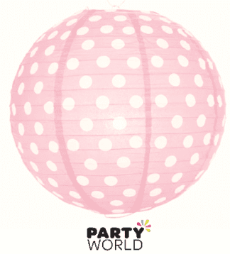 pink with white dots paper lantern
