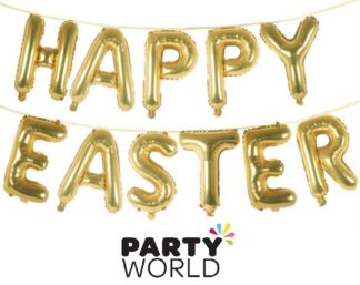 Happy Easter Gold Foil Balloon Banner