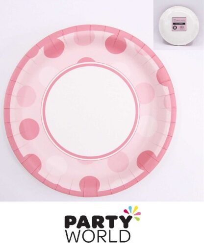 Pink Jumbo Dots 17.5cm Paper Plates (12)