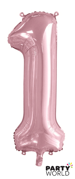 foil number one balloon pink
