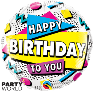 happy birthday foil balloon yellow pink blue