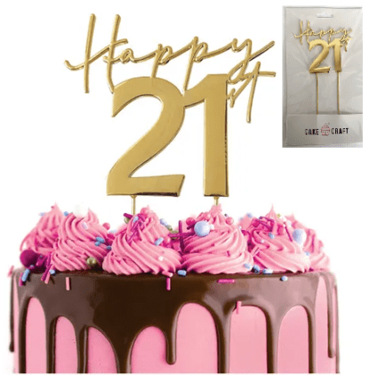 21st birthday gold cake topper