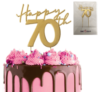 70th birthday gold cake topper
