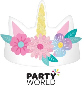 Enchanted Unicorn Glittered Paper Crowns (8)