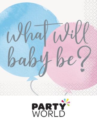 Gender Reveal What Will Baby Be Beverage Napkins (16pk)