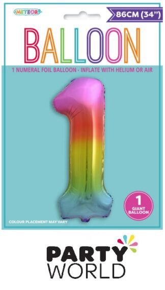 Giant Party Rainbow Foil Balloon Number - 1