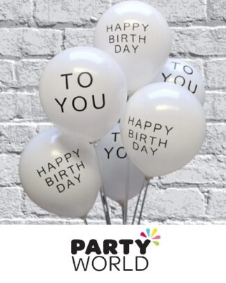 Happy Birthday To You White Latex Balloons (10)