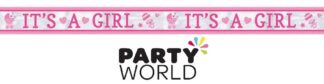 Its A Girl Baby Shower Pink Foil Banner 7.62m